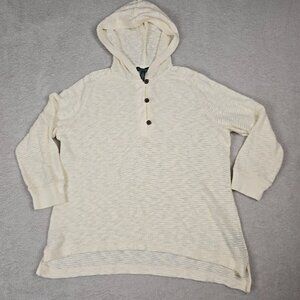 Lauren Ralph Lauren Jeans Sweater Womens Extra Large Beige Hood Button Classic